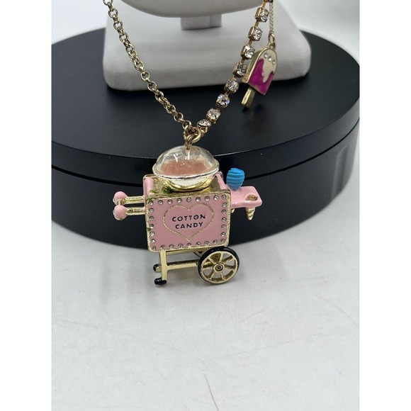 Vintage Betsey Johnson Cotton Candy Machine Popsicle Sweet Charm Chain Necklace - Picture 3 of 16
